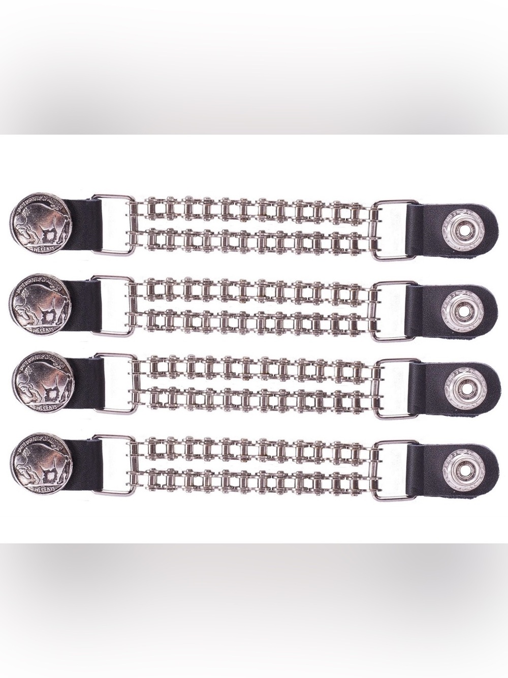 Buffalo Nickel Leather Vest Extender(4 Set) Motorcycle Biker Chain